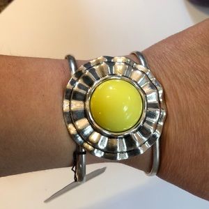 bright yellow & silver cuff bracelet